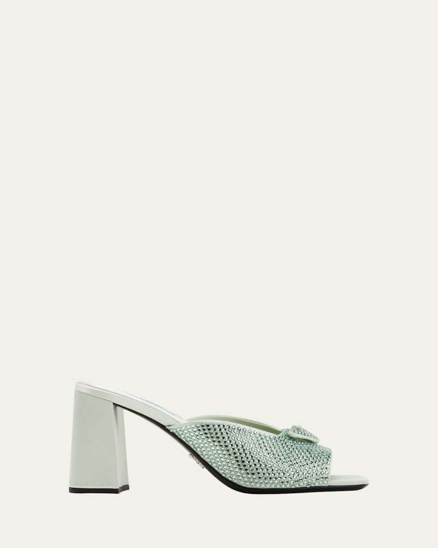 Crystal Silk Logo Mule Sandals